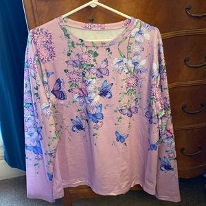 Purple with butterflies long sleeve shirt